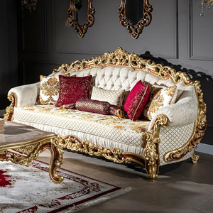 ชุดโซฟาไม้มะฮอกกานีทรงสี่เหลี่ยมสไตล์ฝรั่งเศสสุดหรู แกะสลักด้วยมือ หุ้มเบาะอย่างดี ผลิตในอินโดนีเซีย - Product Image 2