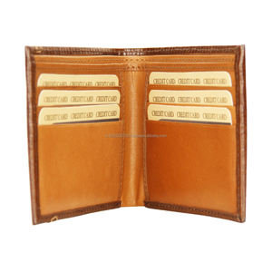 Portefeuille à deux volets de qualité supérieure pour hommes, logo personnalisé, protection RFID, courte longueur ouverte, cuir véritable, doublure lisse en polyester, vente en gros - Product Image 3