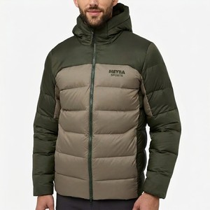 Men Color Block Hooded Puffer Jacket Premium Winter <b>Bubble</b> <b>Coat</b> Lightweight Insulated Outdoor Streetwear Full Zip Warm Jacket - Product Image 1
