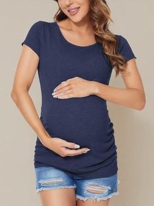 T-shirt de maternité personnalisé de haute qualité pour femme enceinte, décontracté, manches courtes, grande taille, 100 % coton, pour filles - Product Image 3