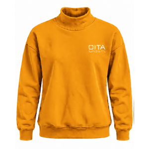 Orange Women Mock Neck Sweatshirt Long Sleeve Oversized Pullover Fleece High Collar Casual Winter Streetwear Fashion <b>Jumper</b> - Product Image 1
