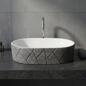 Modern Oval Shape Ceramic <b>Table</b> Top Lavatory Basin with <b>Lifetime</b> Warranty Countertop Art Sink for Mall Use - Product Image 6