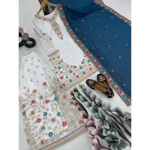 Beau haut Plazzo Dupatta pour femme avec travail manuel en pierre exquis - Product Image 3