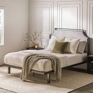 Tradicional Gris Queen Bedframe Metal Tapizado Elegante y Elegante - Product Image 3