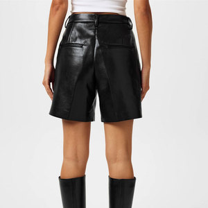 LUXE ATTIRE INDUSTRY Women <b>PU</b> Leather Skorts High Waist Elastic Waist Wide Leg Casual Knitted Loose Fit Custom Logo OEM - Product Image 3