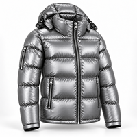 Veste d'hiver matelassée brillante pour homme, manteau à capuche rembourré, col montant, poches zippées, vêtements décontractés urbains pour temps froid