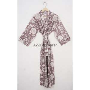 Bata Kimono 100% Algodón Transpirable para Mujer, Estampado Floral Sexy, Ropa de Noche Primavera/Verano/Invierno, Pareo de Playa, Ropa de Dormir con Logo - Product Image 2