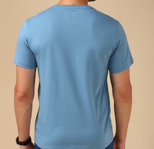 T-shirt en coton uni pour homme, coupe classique, respirant, col rond, doux, vêtement basique d'été, vente en gros OEM personnalisée - Product Image 2