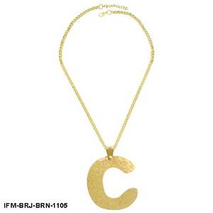 Collar con Colgante de Letra C en Latón Texturizado Hecho a Mano, Acabado Dorado Sólido, Resistente al Deslustre, con Spray de Poliuretano, Regalo para Mujer - Product Image 3