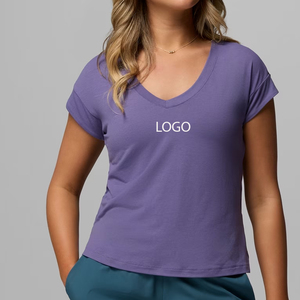 Camiseta Básica Elegante y Minimalista para Mujer, Prenda Casual Atemporal con Cuello en V para un Ajuste Cómodo y Relajado, Ideal para Usar al Aire Libre en Verano 2026 - Product Image 1