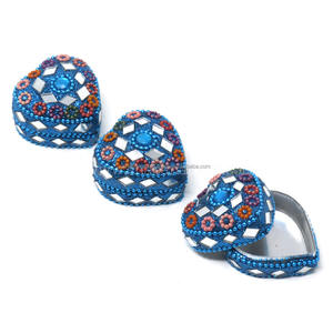 Caja de Joyería con Forma de Corazón y Cuentas de Piedra, con Diferentes Tamaños y Diseños, Pequeña Caja de Joyería de Viaje, Caja de Pastillas Decorativa de Metal - Product Image 3