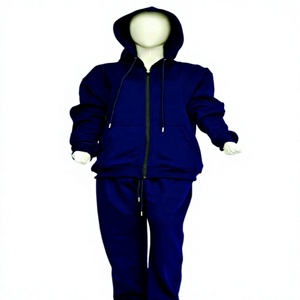 Ensemble de survêtement personnalisé bleu marine 100 % coton biologique à séchage rapide, vêtements de sport athlétiques, fabricant de survêtements de jogging, vente en gros, marque privée - Product Image 1