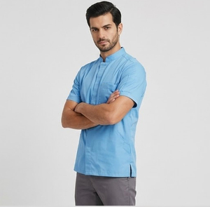 Bata de Barbero con Cuello Alto para Salón de Belleza, Bata de Peluquería para Hombre, Capa de Barbero, Bata de Peluquería de Manga Corta - Product Image 4