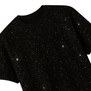T-shirt personnalisé de luxe avec strass, tissu 100% coton brillant, effet cristal, logo personnalisé, streetwear tendance, tee-shirt de haute qualité unisexe - Product Image 3