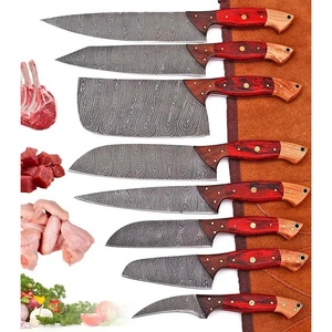 Juego de Cuchillos de Chef Profesionales de Acero de Damasco Hechos a Mano por Ahmad Fabric, 08 Piezas, Mango de Resina, Funda de Cuero, Diseño Moderno, Personalizable - Product Image 6