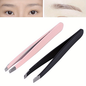 Pince à épiler professionnelle moderne à pointe inclinée en acier inoxydable, design pointu durable, couleurs rose et noir - Product Image 4