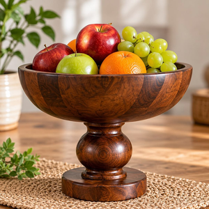 Frutero de Madera con Pedestal |   Centro de Mesa Decorativo de Madera para la Encimera de la Cocina y la Mesa de Comedor - Product Image 1
