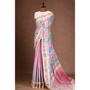 Vestidos de Noche, Hermoso Sari con Estampados Digitales y Bordados - Product Image 3