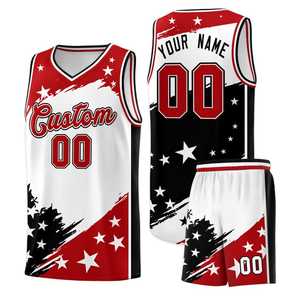 Ensemble de maillots de basket-ball Tofen Sports, col en V, sans manches, impression sublimée, maille respirante, unisexe, adulte, toutes saisons, 180g, 00 étoiles - Product Image 2