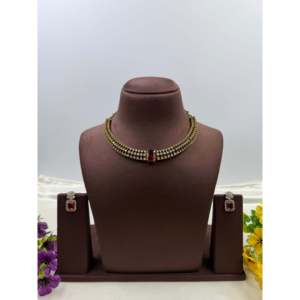Indian Ethnic Komal Victorian Premium Hasli Gold Plated Bridal Earring <b>Set</b> - Product Image 6