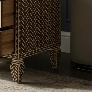 Mesa de Cajones con Incrustaciones de Hueso de ILAHI, Diseño Moderno con Detalles de Ágata, Almacenamiento de Tres Niveles, Mueble Portátil para el Hogar - Product Image 2