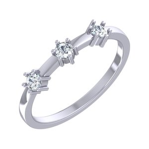 แหวนหมั้นเพชรโมอิสซาไนต์ทรงสามเม็ดจาก Lurba Jewels ตัวเรือนทองคำขาว 14K ชุบโรเดียม ดีไซน์แบบแท่ง เหมาะสำหรับเป็นแหวนแต่งงานหรือแหวนแทนคำมั่นสัญญา - Product Image 1