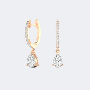 1.20 CTW Pear and Round Diamond Linear Huggie Drop Earrings - Product Image 6