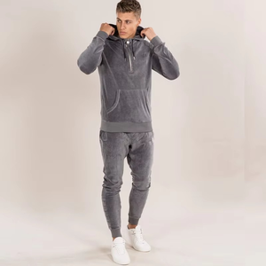 High Quality <b>Men's</b> <b>Velour</b> <b>Tracksuits</b> Custom Slim Fit Plain Jogger Suit OEM Breathable Two Pieces Sets - Product Image 4