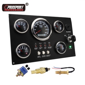 85mm 52mm électrique 5 jauge ensemble tableau de bord 12V noir façade blanc LED Chrome jante IP67 étanche Marine - Product Image 1