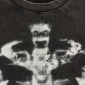 Camisetas de Algodón 100% para Hombre al por Mayor, con Lavado Ácido, Estampado de Calavera Personalizado, Estilo Vintage, de Gran Gramaje, Oversize y Transpirables - Product Image 5