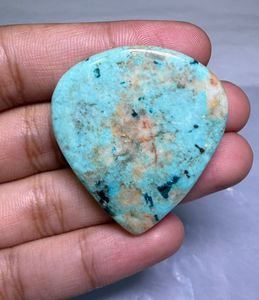 Pierres précieuses naturelles en turquoise péruvienne de haute qualité, taillées à double face, plates, en vrac, pour la fabrication de pendentifs. - Product Image 2
