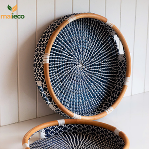 Elegante bandeja de algas marinas azul profundo, vajilla moderna hecha a mano con un solo nivel, mejora el espacio vital - Product Image 2