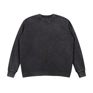 Sudadera personalizada para hombre 100% algodón con cuello redondo, sudadera extragrande de alta calidad con lavado ácido para el invierno - Product Image 1