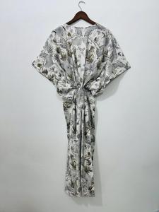 Women Floral Printed Cotton <b>Kaftan</b> Dress Loose Fit Beach Cover Up Summer Cotton Print Maxi Loungewear Resort Wear Boho <b>Kaftan</b> - Product Image 3