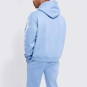 Ensemble de survêtement décontracté écologique en gros, personnalisable avec impression, style streetwear, comprenant un sweat à capuche et un pantalon de jogging assorti, tenue sportive - Product Image 5
