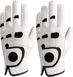 Premium Full Finger Genuine Leather Golf Glove Right Hand Breathable Pull On Adjustable Wrist <b>Strap</b> Sports Comfort - Product Image 1