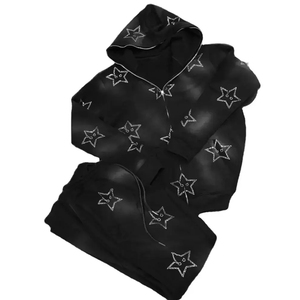 เสื้อฮู้ดดี้แทรคสูทผ้าเฟรนช์เทอร์รี่หนานุ่มสำหรับผู้ชาย สกรีนโลโก้ตามสั่ง ประดับด้วยคริสตัลหรูหรา สไตล์สตรีทแวร์ - Product Image 3