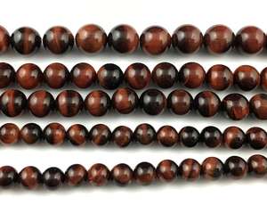 ลูกปัดหินตาเสือสีแดง ลูกปัดพลอยทรงกลมธรรมชาติ สำหรับทำเครื่องประดับ งานฝีมือ DIY - Product Image 5