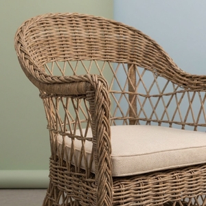 Silla de Comedor de Mimbre para Exterior, Diseño Escandinavo Moderno, Hecha a Mano con Ratán Natural, Ecológica, Resistente a la Intemperie, Cómoda, Estilo Bistro - Product Image 6
