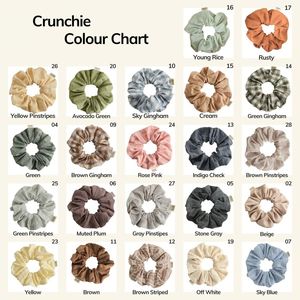 Brown Pinstripes Cotton Scrunchie Solid Color Soft Eco-Friendly Hair Accessories Casual Hair <b>Tie</b> - Product Image 6