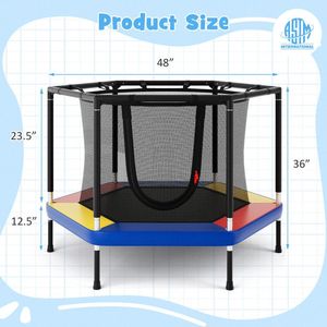 Trampoline récréatif pour tout-petits de 4 pieds avec filet de sécurité pour usage domestique et parcs de trampolines - Product Image 5