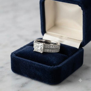 925 <b>Silver</b> Classic Style Princess <b>Solitaire</b> Full Eternity Bridal Set Wedding Engagement Moissanite Diamond Luxury Custom <b>Rings</b> - Product Image 5