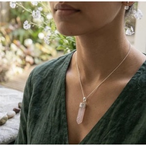 Handmade Rose Quartz Crystal Pendant Natural Gemstone Jewelry From India-Pencil Design Wholesale Crystal Pendants & Charms - Product Image 3