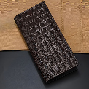 Premium Bifold Dark Brown Animal Pattern Leather Long <b>Wallet</b> Men Luxury Slim Multi Slot Card Holder <b>Cash</b> Clutch Vintage Purse - Product Image 5