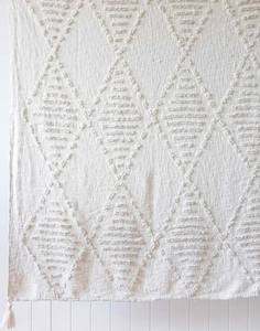 100% Cotton Tufted White <b>Throw</b> <b>Blanket</b> Handmade Boho Textured Sofa Couch Decorative <b>Throw</b> - Product Image 4