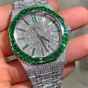 Montre de luxe pour homme avec diamants Moissanite, style montre-bracelet analogique à quartz haut de gamme, montre-bracelet de luxe premium - Product Image 1