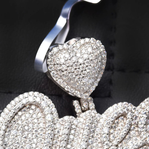 Pendentif Lettre Reine avec Breloque Cœur en Cristal, Plaqué Argent, Bijoux Hip Hop pour Femme, Pendentifs et Breloques Tendance, Cadeau - Product Image 2