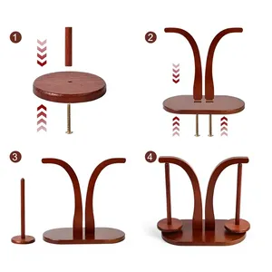 Wooden Double Yarn Holder Curved Stand For Knitting Crochet Ball <b>Storage</b> <b>Rack</b> Minimalist Design Desk Organizer - Product Image 5