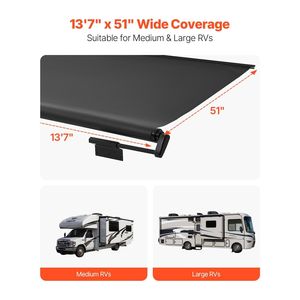 Auvent noir coulissant Topper pour RVs 7 \ "à 13 'auvent tissu remplacement RV accessoires extérieurs - Product Image 3