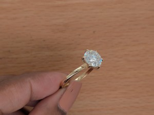 1 Ct Round Cut Moissanite <b>Solitaire</b> Engagement <b>Ring</b> For Women's Solid 14k Yellow Gold Plated Valentine gift - Product Image 3